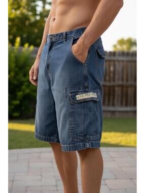 U.S. Polo Assn Y2k Vintage Shorts Dark Blue Denim Skater Size 42
